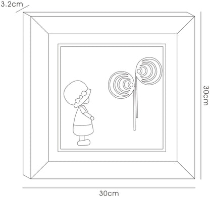 Diyas Home Crystal Wall Art (DH) Bambino Girl, Black Frame Red, Clear Crystal Framed