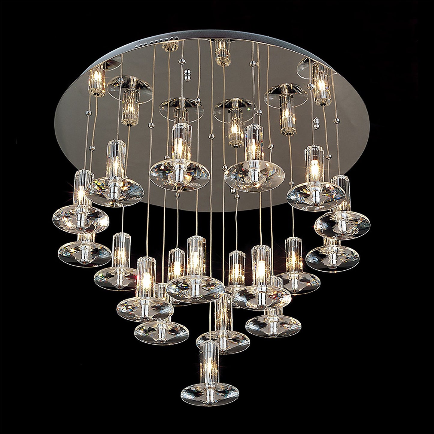 Diyas Troy 60cm  Round 19 Light G4 Polished Chrome/Crystal, NOT LED/CFL Compatible Ceiling Pendant Light Fitting