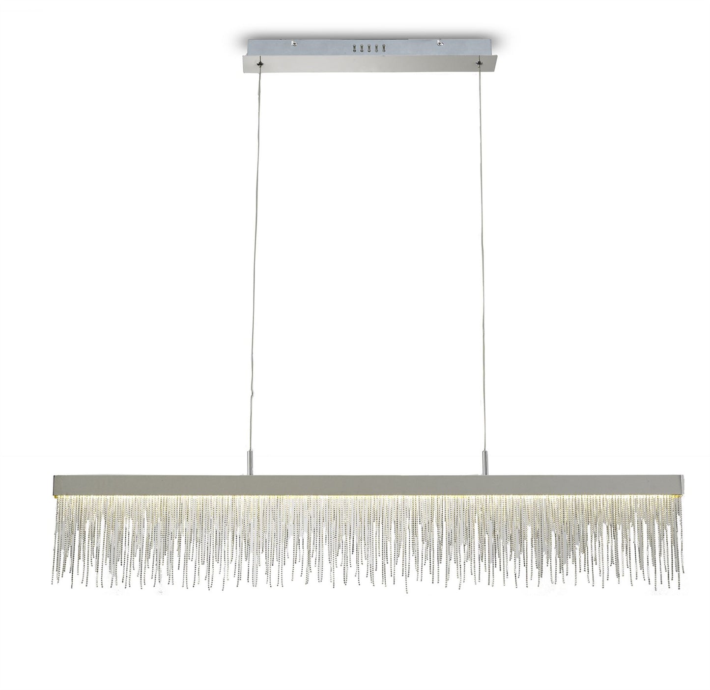 Mantra Fusion Fusion M6250 Cinna Linear Pendant 33W LED, 3000K, 3300lm, Polished Chrome/ Crystal Chain, 3yrs Warranty