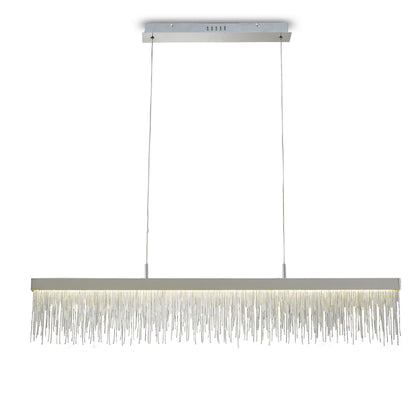 Mantra Fusion Fusion M6250 Cinna Linear Pendant 33W LED, 3000K, 3300lm, Polished Chrome/ Crystal Chain, 3yrs Warranty