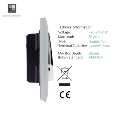 Trendi Artistic Modern Glossy 20 A Tactile Light Switch & Neon Insert Stainless Steel