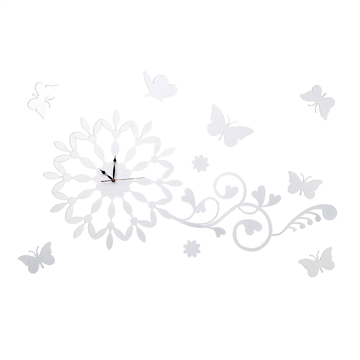 Diyas Home (DH) Infinity Butterfly Wall Art Clock White/Crystal Wall