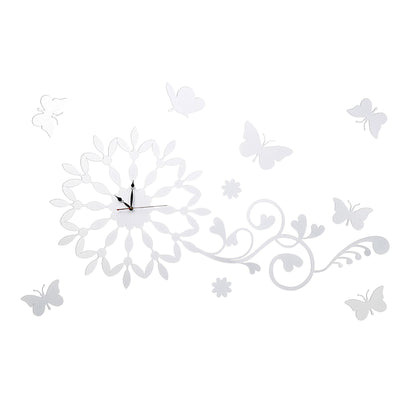 Diyas Home (DH) Infinity Butterfly Wall Art Clock White/Crystal Wall