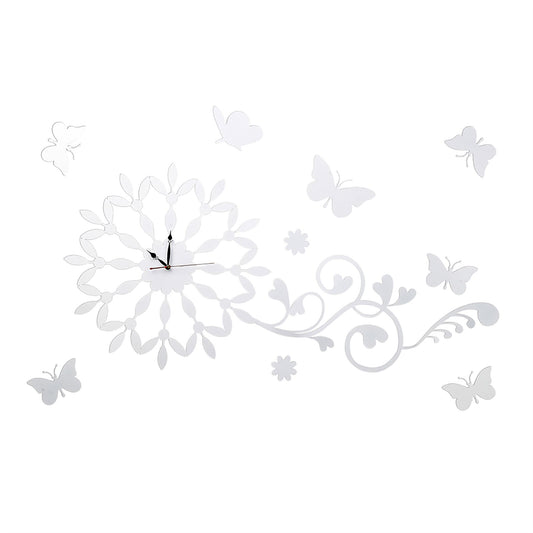 Diyas Home (DH) Infinity Butterfly Wall Art Clock White/Crystal Wall