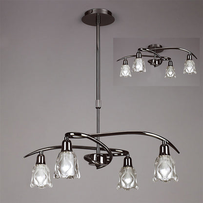 Mantra Amel 51cm Telescopic Convertible To Semi Flush 4 Light L1/SGU10, Black Chrome, CFL Lamps INCLUDED