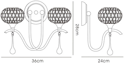 Diyas Chelsie Wall Light 2 Light G9 Polished Chrome/Clear Beaded Glass