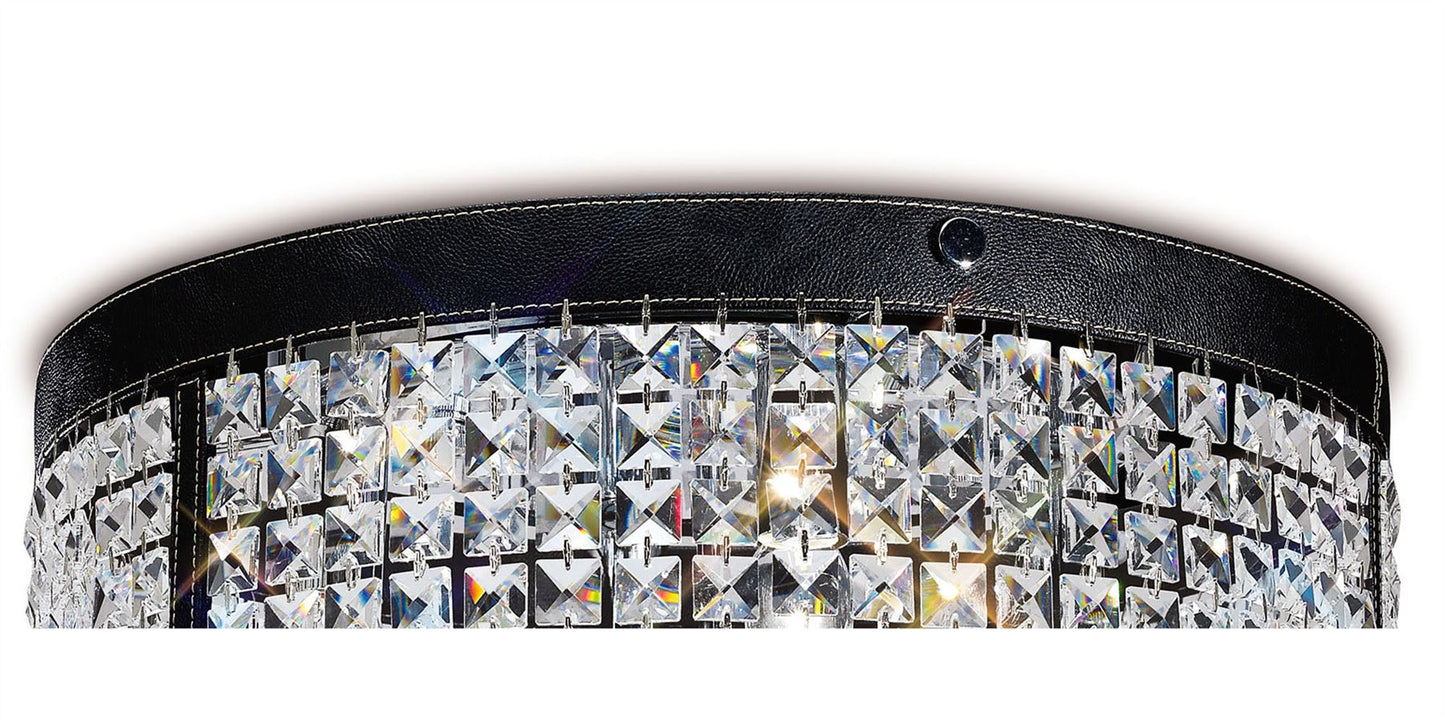 Diyas Celsa 45cm Flush  4 Light E14 Polished Chrome/Black Faux Leather/Crystal Ceiling Light Fitting