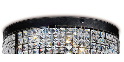 Diyas Celsa 45cm Flush  4 Light E14 Polished Chrome/Black Faux Leather/Crystal Ceiling Light Fitting