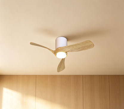 Nemo II XS 72cm 15W LED Dimmable Ceiling Light With Built-In 26W DC Fan, 3000-5000K Remote Control, 3000lm, Wood/White, 5yrs Warranty