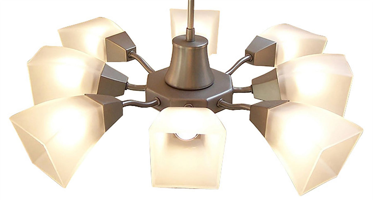 Diyas Chievo 52cm  8 Light G9 Satin Chrome/Frosted Glass Ceiling Pendant Light Fitting