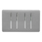 Trendi 4 Gang 3 Way Intermediate Artistic Modern Glossy 10 Amp Rocker Light Switch Light Grey