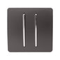Trendi 2 Gang Artistic Modern Glossy Tactile Home Automation Switch Dark Brown