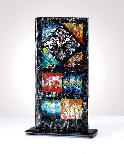 Diyas Home (DH) Orion Glass Art Clock Black/Multi-Colour Art