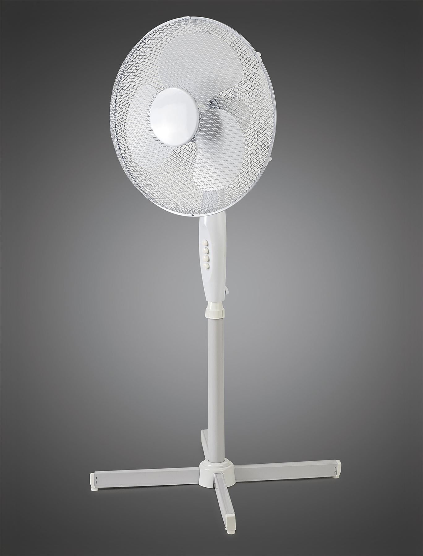 Airo 45W 16 Inch 3 Speed Oscillating Pedestal Fan in White