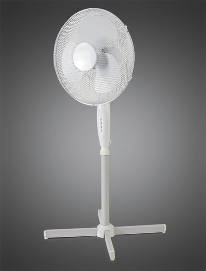 Airo 45W 16 Inch 3 Speed Oscillating Pedestal Fan in White