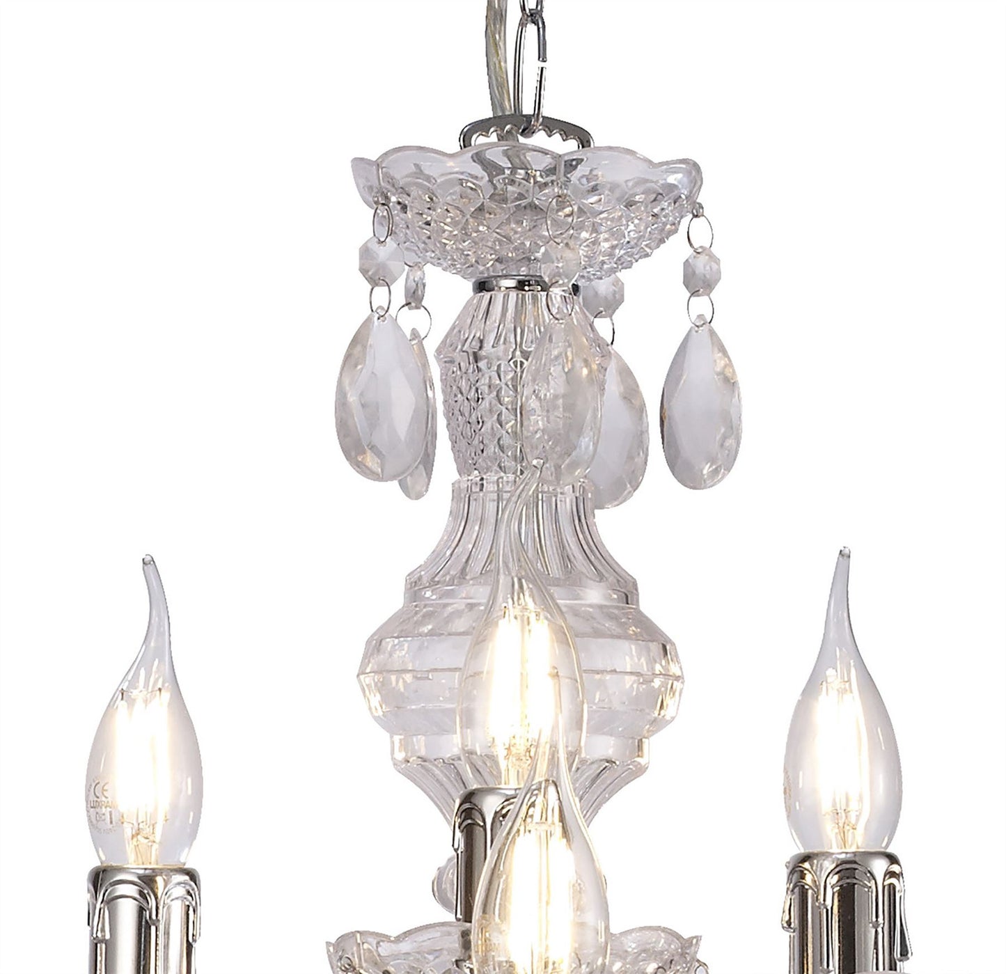 Deco Floria Chandelier with Acrylic Sconce & Acrylic Droplets 6+3 Light E14 Polished Chrome Finish