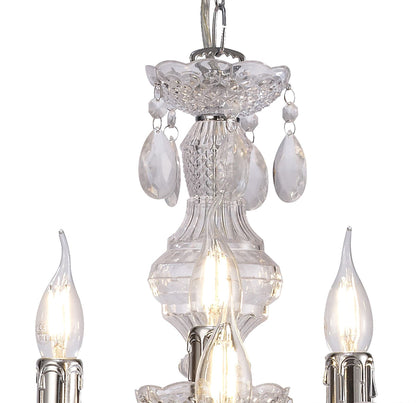 Deco Floria Chandelier with Acrylic Sconce & Acrylic Droplets 6+3 Light E14 Polished Chrome Finish