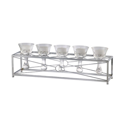 Diyas Home (DH) Tessa Candle Holder 5 Polished Chrome/Clear Glass Art