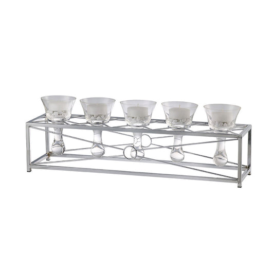 Diyas Home (DH) Tessa Candle Holder 5 Polished Chrome/Clear Glass Art