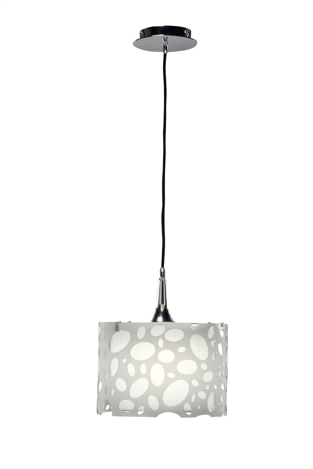 Mantra Lupin 25cm Pendant 1 Light E27, Gloss White/White Acrylic/Polished Chrome, CFL Lamps INCLUDED