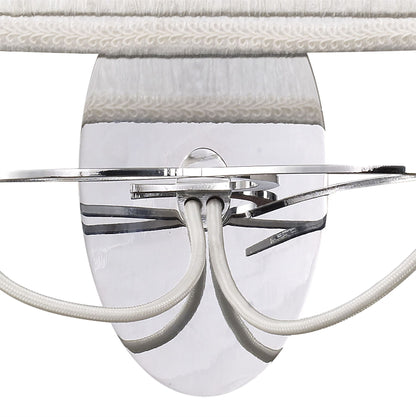 Mantra Lucca Wall Light Switched 2 Light E27, Polished Chrome with White Shade & Clear Crystal