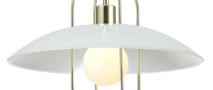 Deco Riva Rise & Fall Pendant 1 Light E27, Polished Brass/Opal White Glass Shade