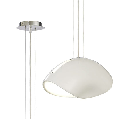 Mantra Pasion Oval Pendant 3 Light E27, Gloss White/White Acrylic/Polished Chrome, CFL Lamps INCLUDED