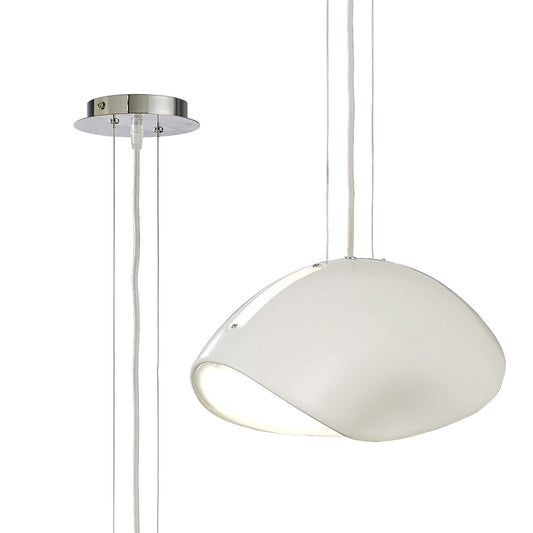 Mantra Pasion Oval Pendant 3 Light E27, Gloss White/White Acrylic/Polished Chrome, CFL Lamps INCLUDED