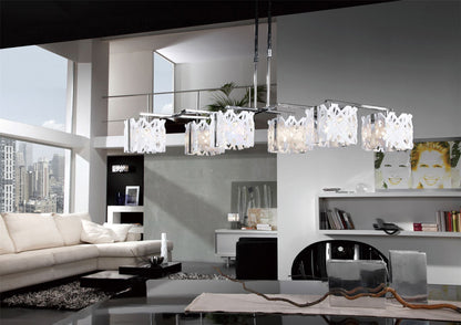 Mantra Tokio Rectangular Telescopic 6 Light G9 Line, Gloss White/Polished Chrome