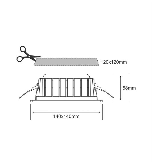 Techtouch Intego Pro Square Small 21W Warm White 1030lm, Cut Out: 120x120mm, 3yrs Warranty Recessed