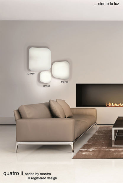 Mantra Fusion M3765 Quatro Ceiling/Wall 28W Large LED 3000K, 2800lm, White Acrylic, 3yrs Warranty - M3765 Ceiling