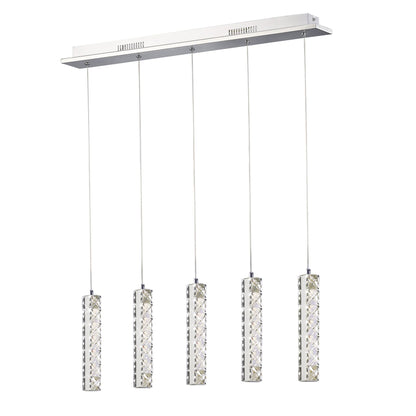 Diyas Galaxy Linear  5 Drop 15W LED 4000K Polished Chrome, Crystal Ceiling Pendant Light Fitting