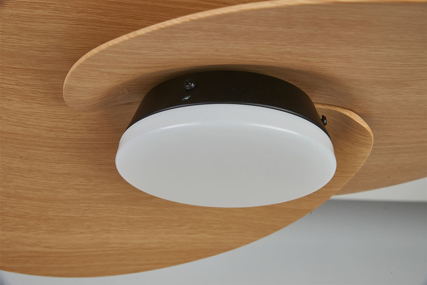 Nenufar 74 x 44cm 18W LED Dimmable Ceiling Light With Built-In 30W DC Fan, 3000-5000K Remote Control, 3600lm, Black/Wood, 5yrs Warranty