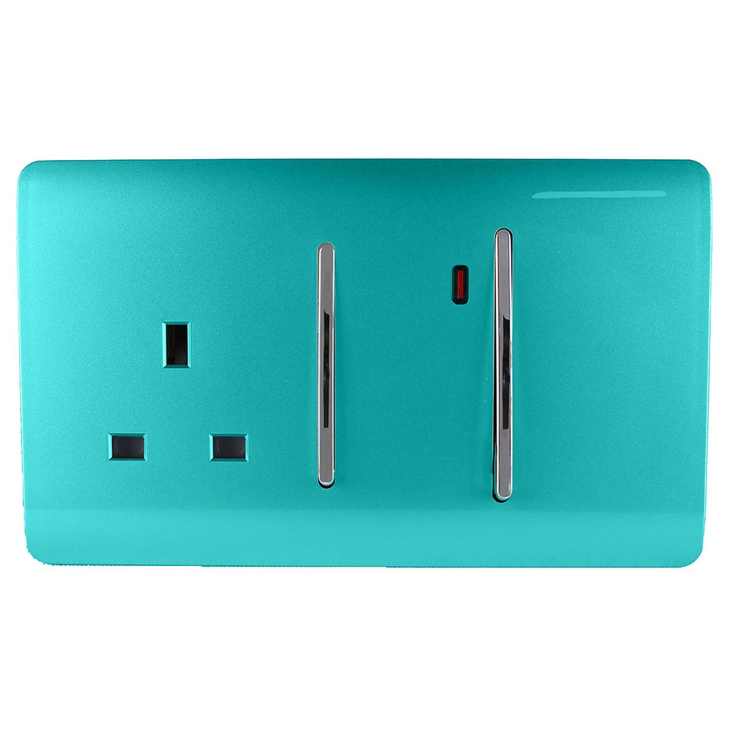 Trendi Artistic Modern Glossy 45 A Cooker Switch & Plug Socket Inc Neon Insert Bright Teal