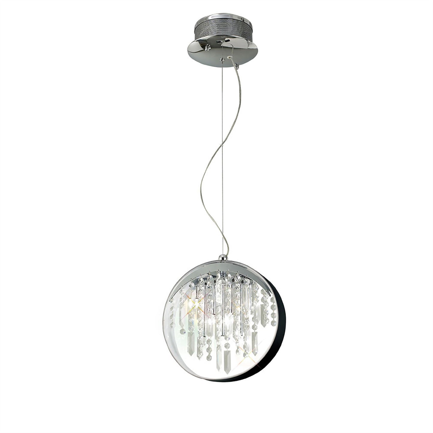 Diyas Geo  with Black Shade 7 Light G4 Polished Chrome/Crystal, NOT LED/CFL Compatible Ceiling Pendant Light Fitting
