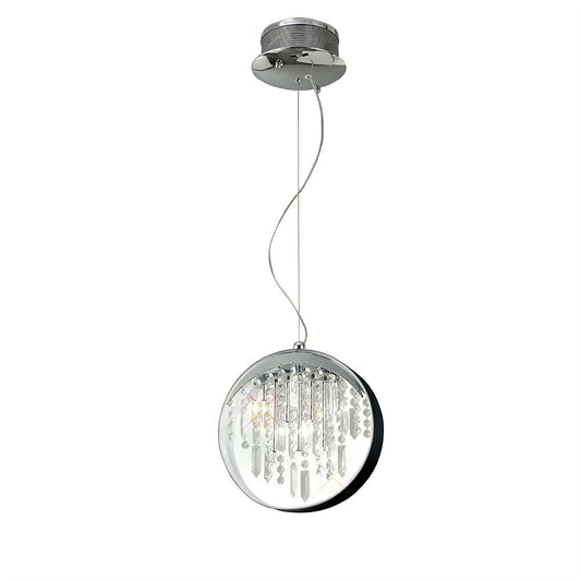 Diyas Geo  with Black Shade 7 Light G4 Polished Chrome/Crystal, NOT LED/CFL Compatible Ceiling Pendant Light Fitting