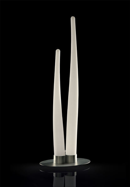 Mantra Estalacta Table Lamp 2 Light GU10 Indoor/Outdoor IP44, Silver/Opal White