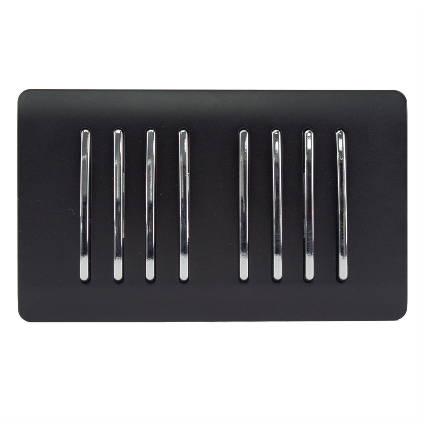 Trendi 8 Gang 2 Way Rocker Matt Black Double Plate Light Switch in Matt Black