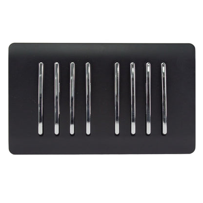 Trendi 8 Gang 2 Way Rocker Matt Black Double Plate Light Switch in Matt Black