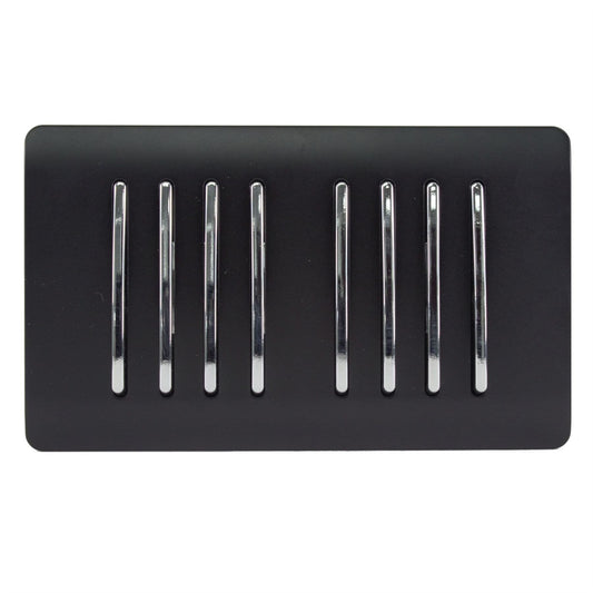 Trendi 8 Gang 2 Way Rocker Matt Black Double Plate Light Switch in Matt Black