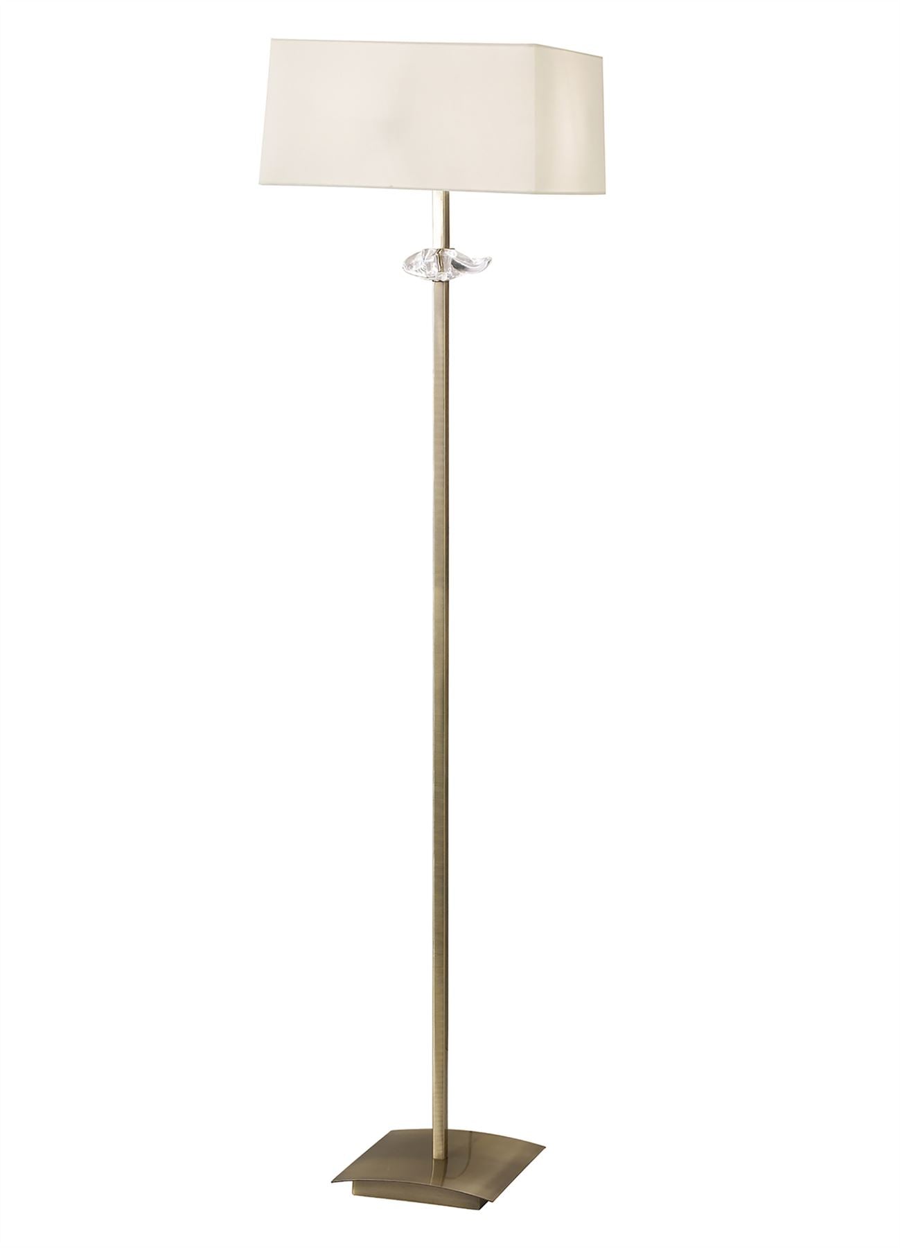 Mantra Akira Floor Lamp 3 Light E27, Antique Brass with Cream Shade