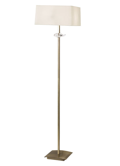 Mantra Akira Floor Lamp 3 Light E27, Antique Brass with Cream Shade
