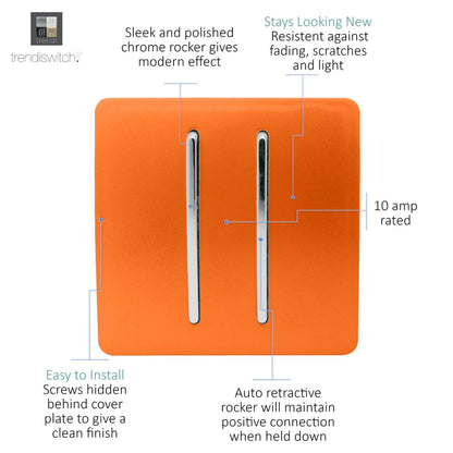 Trendi 2 Gang Artistic Modern Glossy Tactile Home Automation Switch Orange
