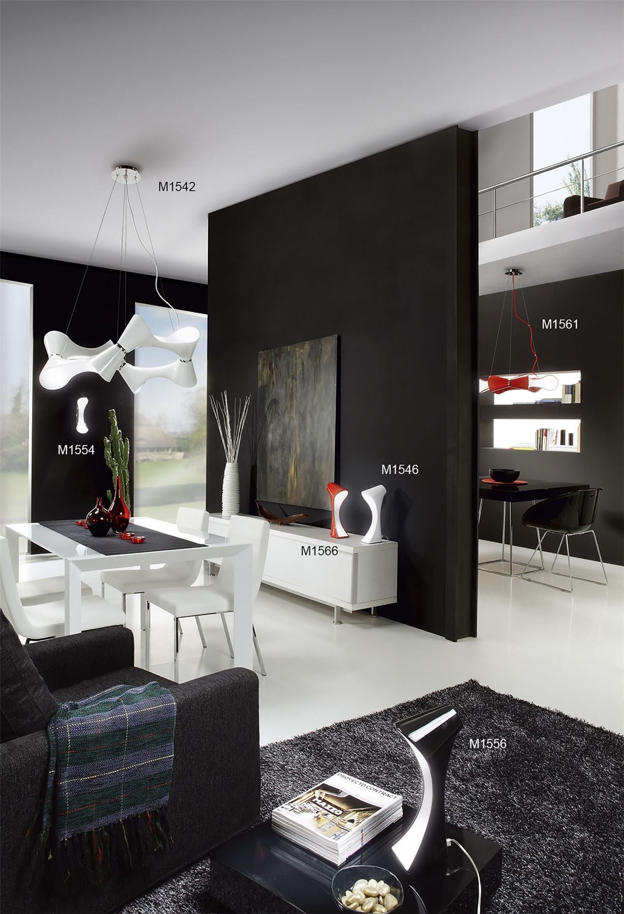 Mantra M1556 Ora Table Lamp 1 Light E27, Gloss Black/White Acrylic/Polished Chrome