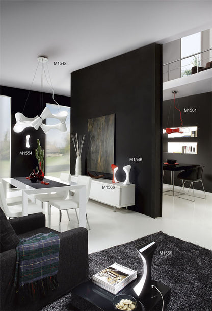 Mantra M1556 Ora Table Lamp 1 Light E27, Gloss Black/White Acrylic/Polished Chrome
