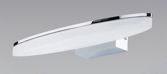 Mantra Fusion Ola Wall Light 6W LED Oval 3000K IP44, 450lm, Polished Chrome/Frosted Acrylic, 3yrs Warranty