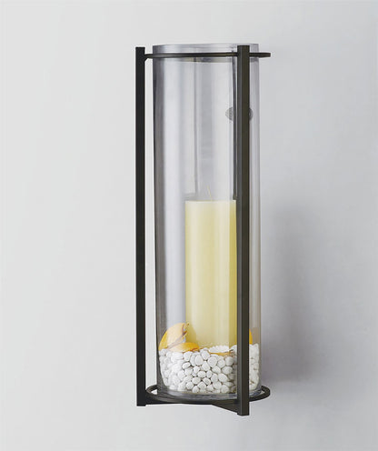 Diyas Home (DH) Athena Wall Light Mounted Candle Holder Black/Clear Glass