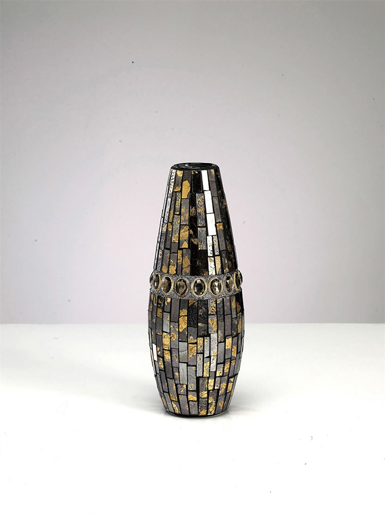 Diyas Home (DH) Almira Mosaic Vase Small Brown/French Gold Mosaic
