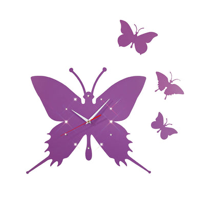 Diyas Home (DH) Infinity Butterfly Clock Purple/Crystal Wall