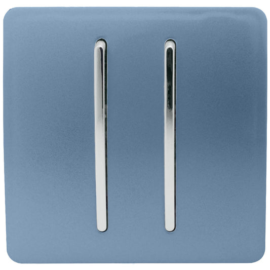 Trendi 2 Gang Artistic Modern Glossy Tactile Home Automation Switch Sky